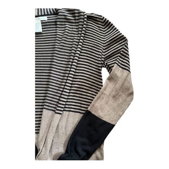 Max Studio strip/block cross over/wrap front cardigan sweater women M - Picture 7 of 13